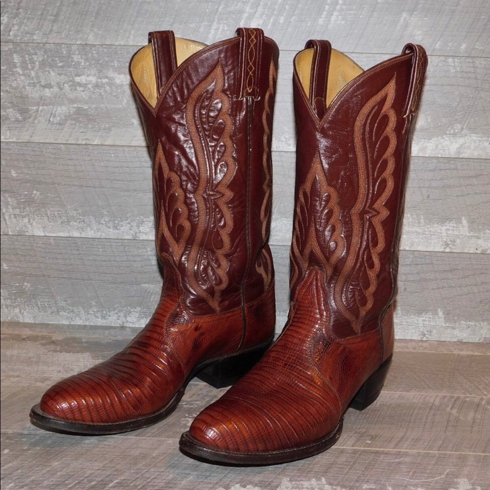 TONY LAMA TEJU LIZARD SKIN COWBOY BOOTS